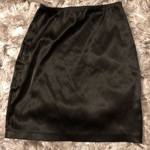 Black satin slip skirt